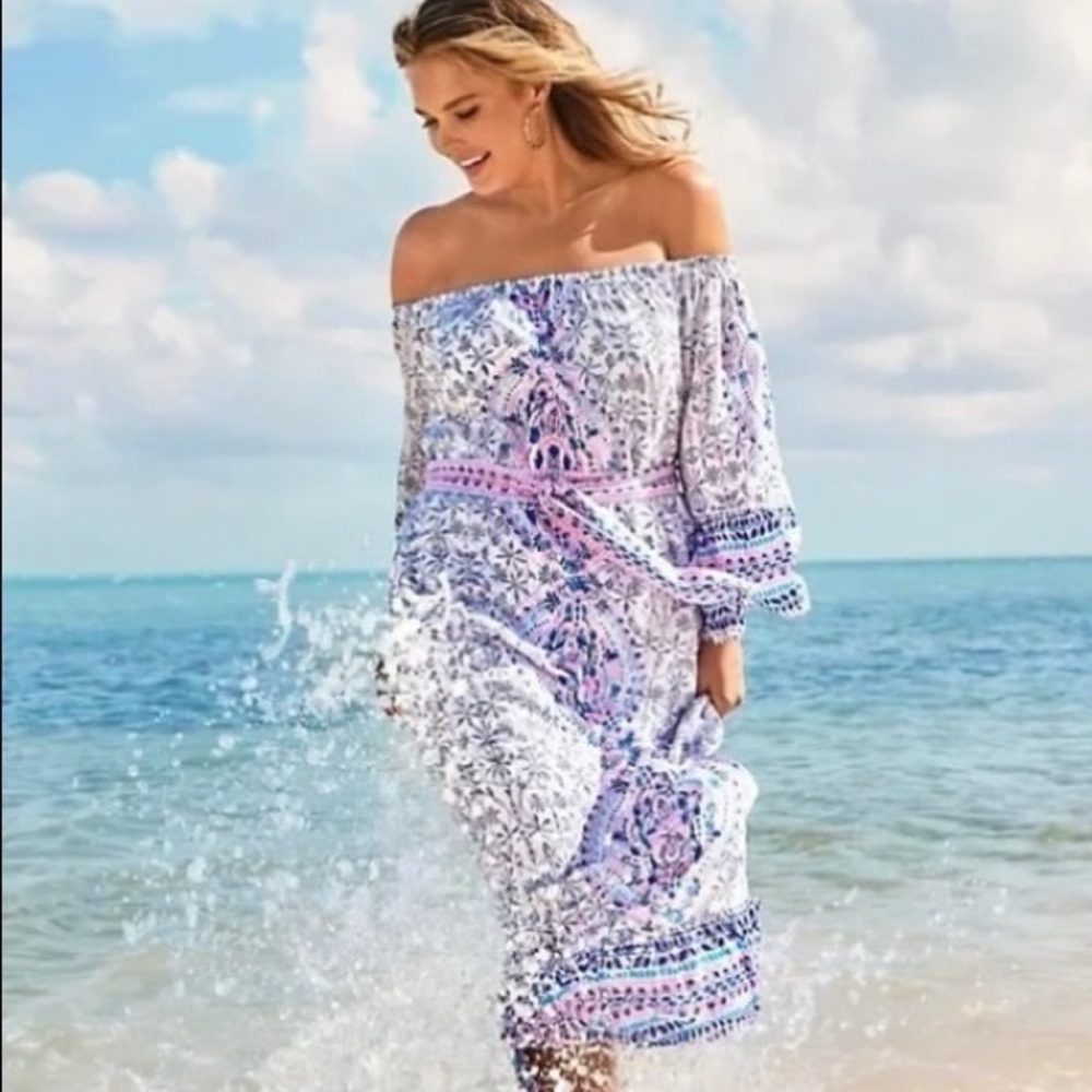 Lilly Pulitzer Abigail Off-Shoulder MIDI Dress